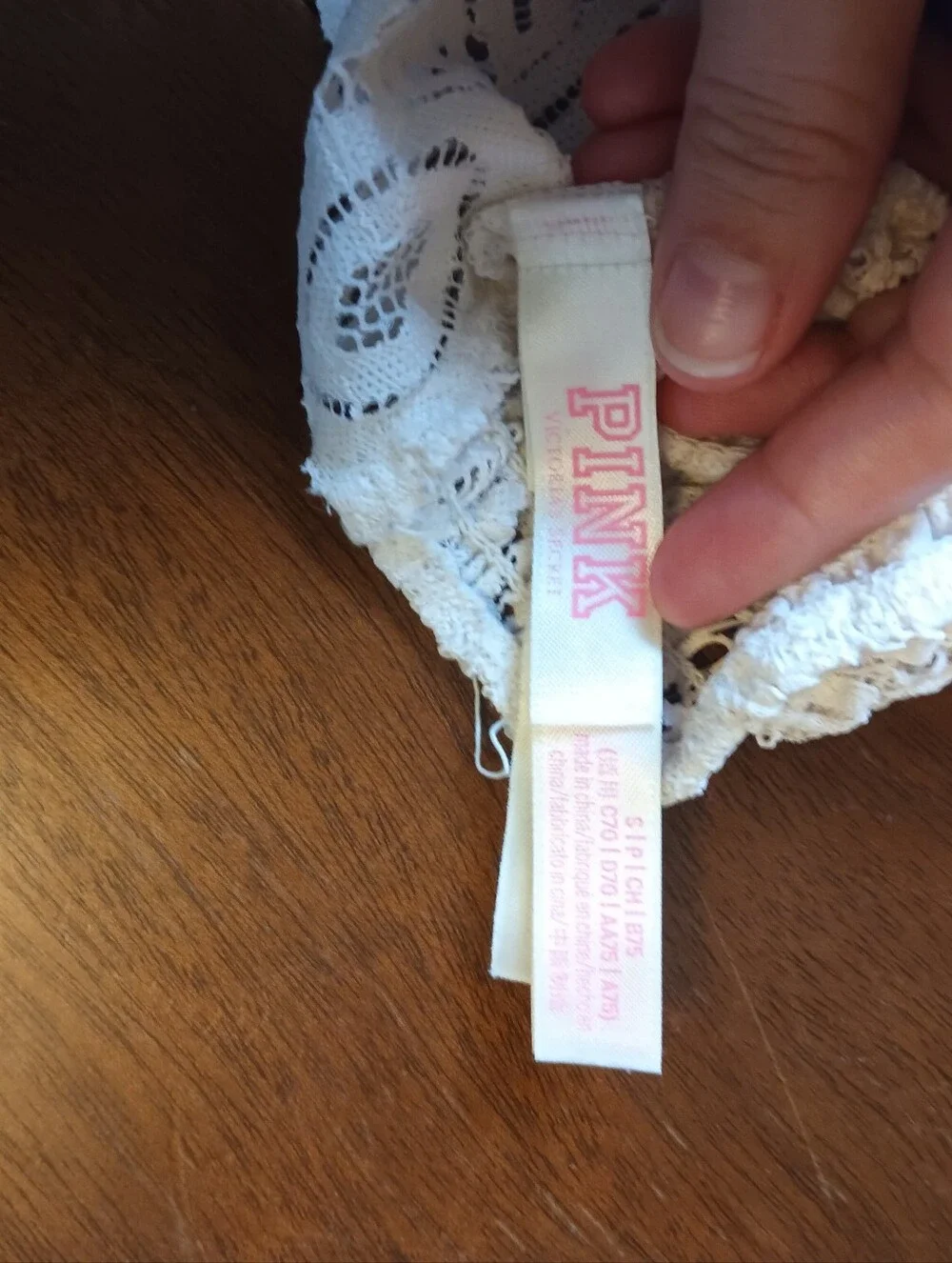 White Lace Bralette size Small by PINK